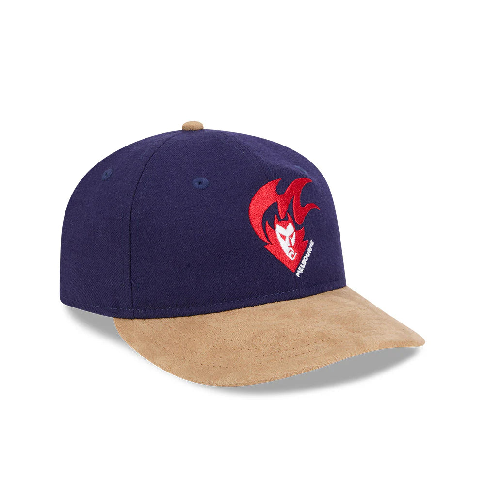 Melbourne Demons Hat - AFL 2025 Retro Contrast Suede 9Fifity Strapback Cap - New Era